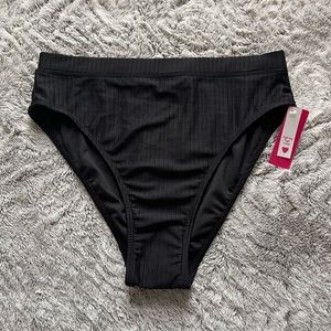Xhilaration High Waisted Black Ribbed Bikini Bottoms